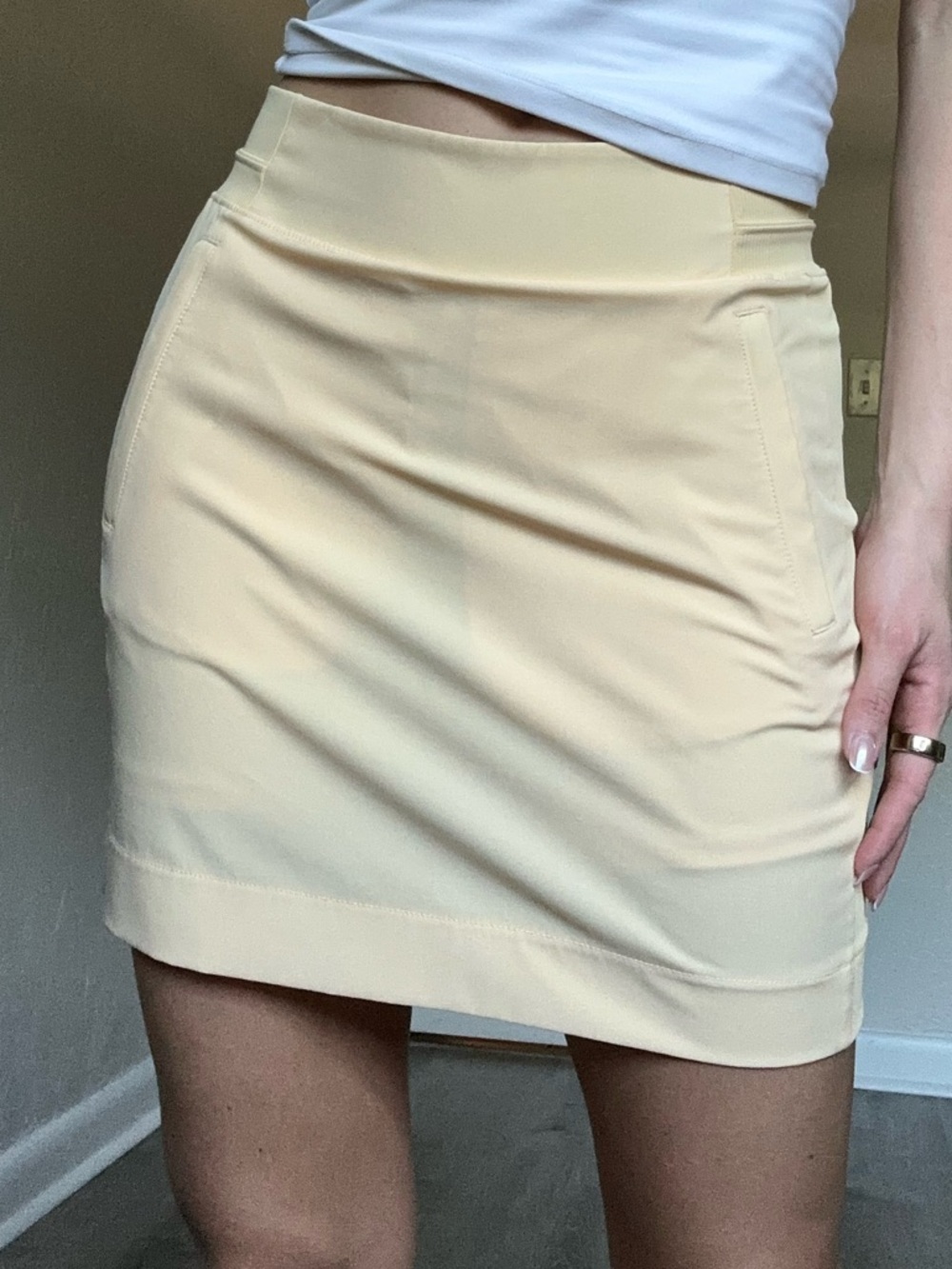 Yellow High-Rise Skort with Pocket Details